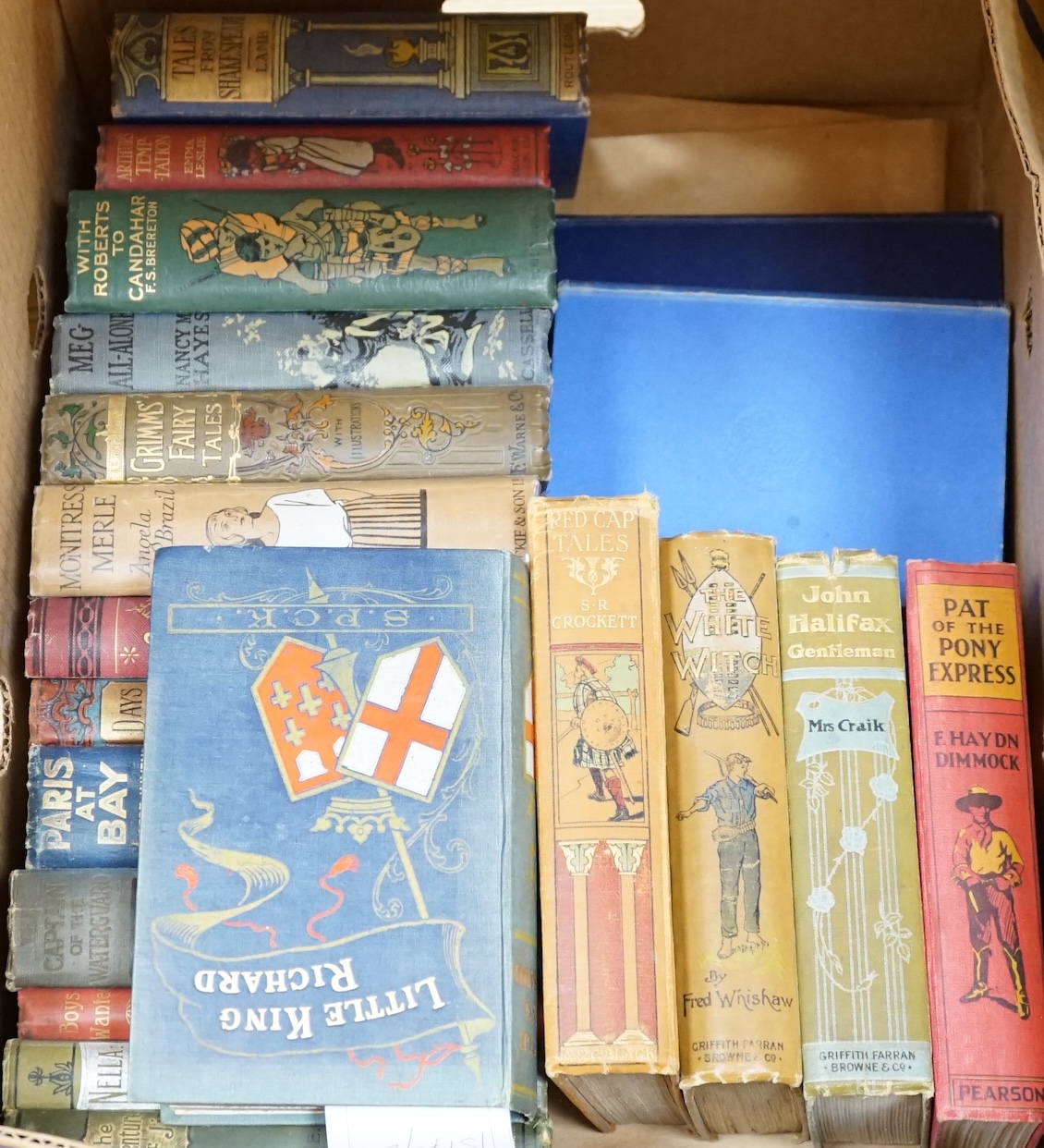 Old Children's books - mostly late 19th and early 20th century; most with illustrations and coloured pictorial cloth bindings; numerous Sunday School and other prizes; include Catherine Sinclair's Holiday House (Ward, Lo